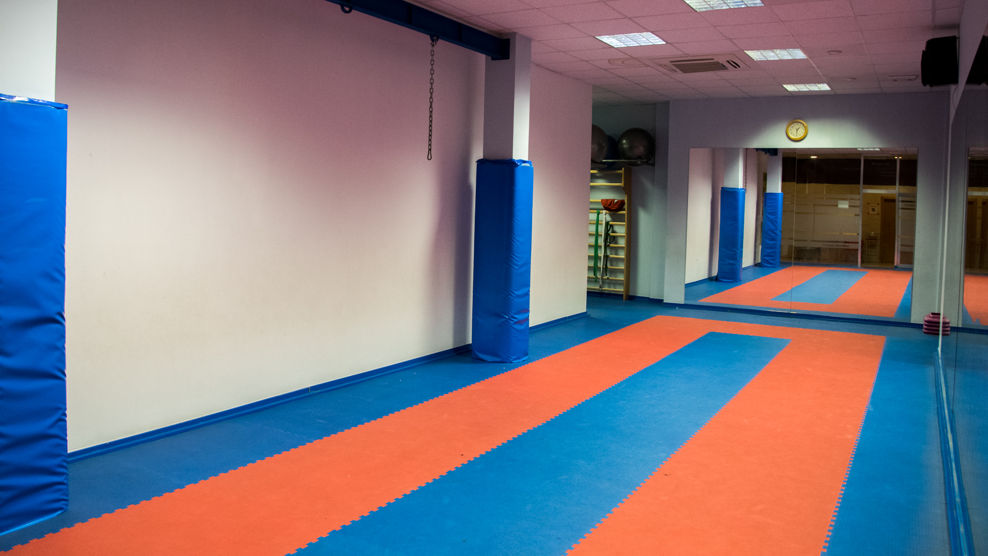 Sala de Karate perfectamente equipada con suelo de tatami y paredes acolchadas